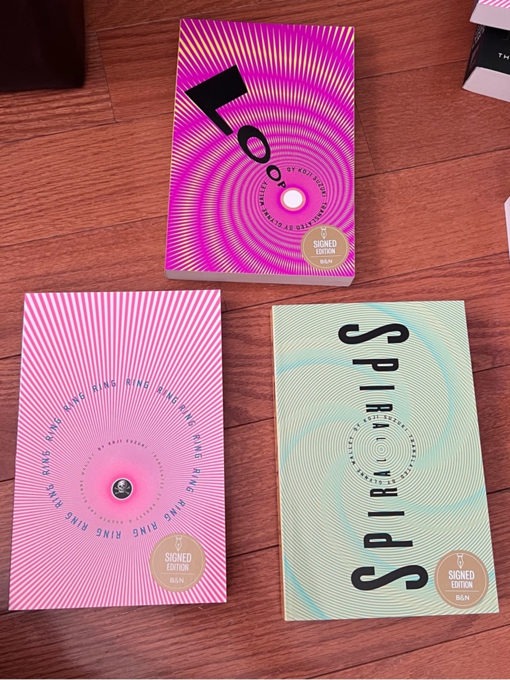 Ring Trilogy Series Set Signed Copy Paperback Book by Koji Suzuki Spiral Loop